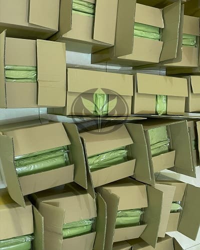 Snelle en veilige verpakking van kratom voor wereldwijde levering.